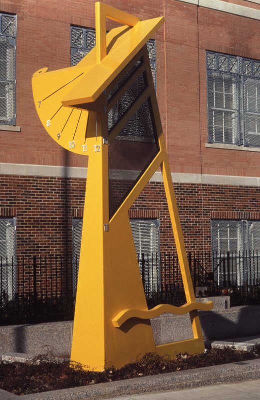 Yellow Sundial – Port Richmond High School, Staten Island, New York Border Sundials